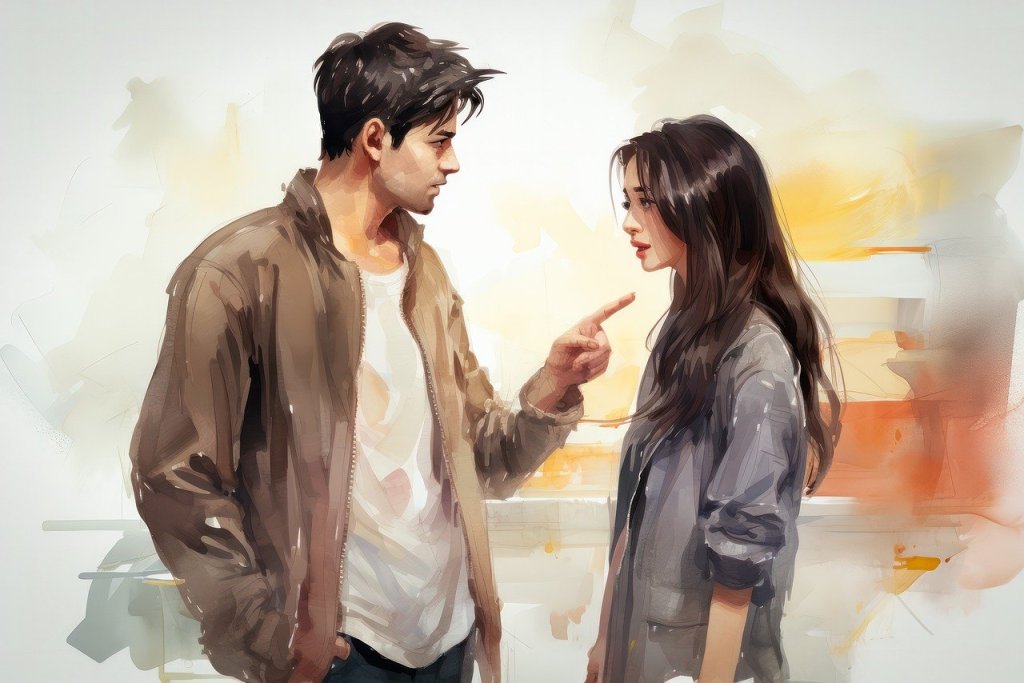 Image of man criticizing woman 