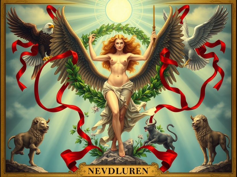 An artistic rendition of the world tarot card to showcase its symbolic energy and meaning