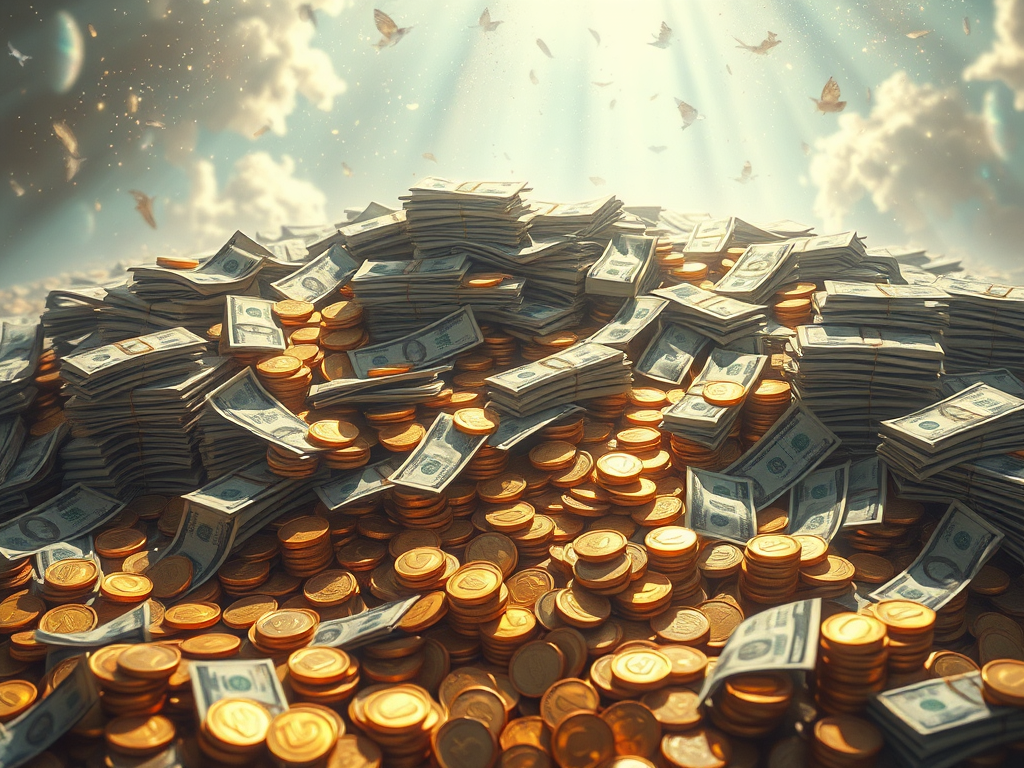 a pile of cash and coins depicting large sums of money 