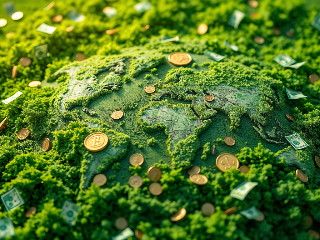 Money coins sprinkled across the world