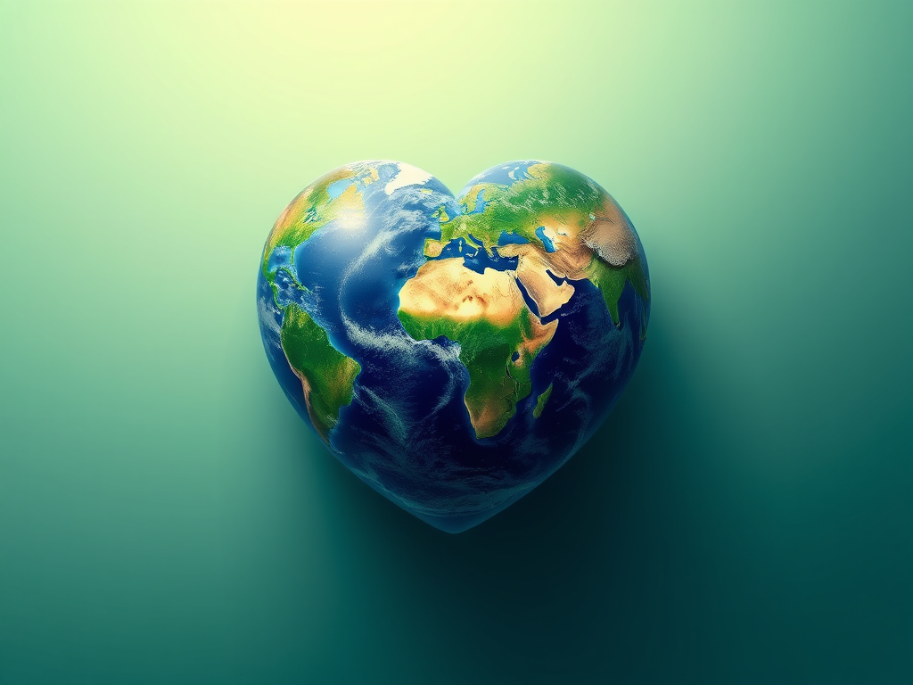 The globe in the shape of a heart to show the connection between the world card and love 