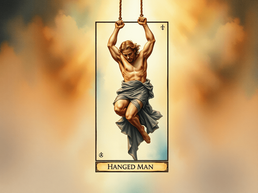 Artistic image of the hanged man tarot card