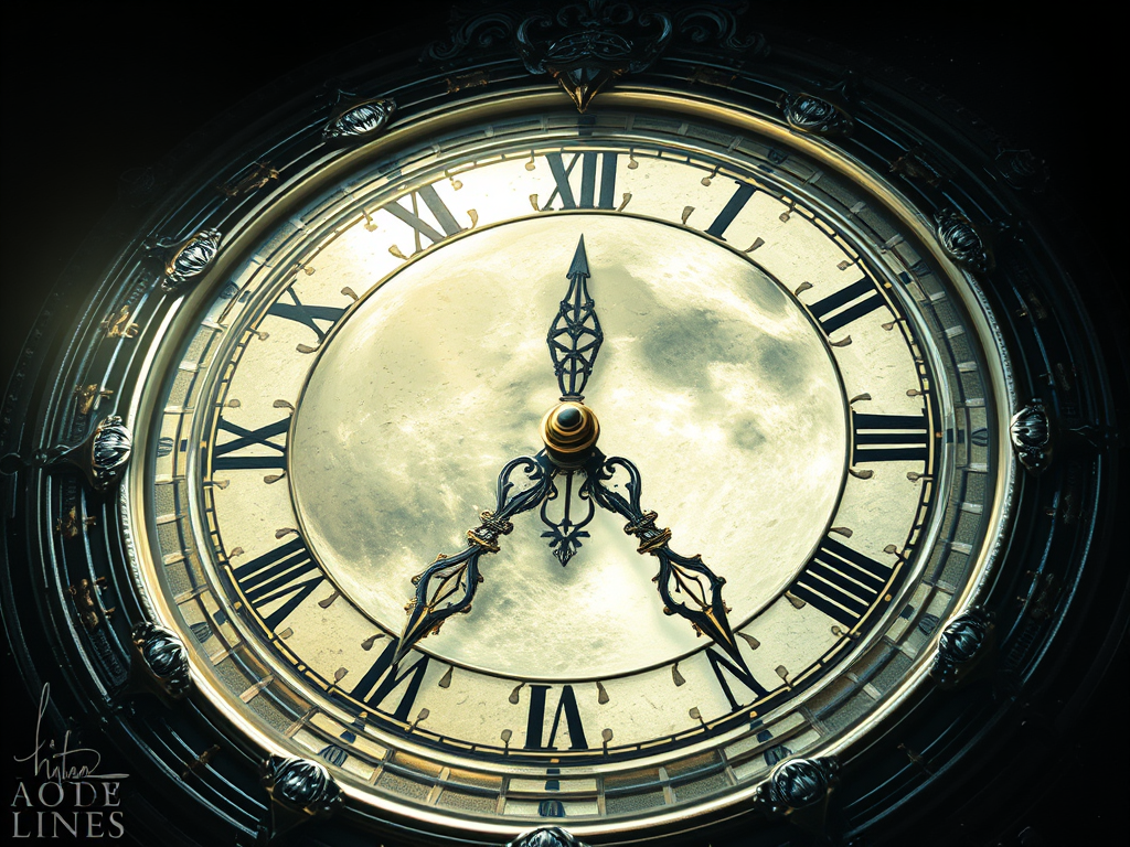 A clock with a moon on it's face depicting timing
