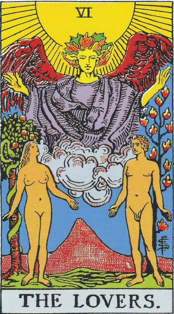 The Lovers Tarot Card from the Rider Waite tarot deck