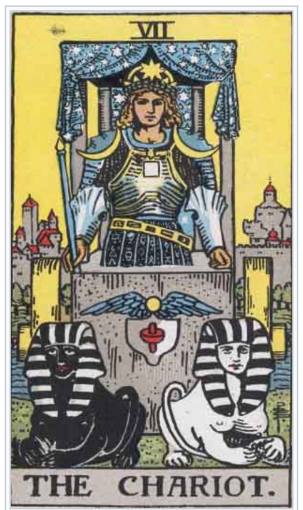 The rider waite version of the Chariot Tarot Card