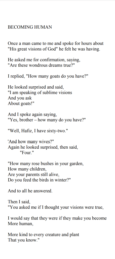 A Hafiz poem called becoming human